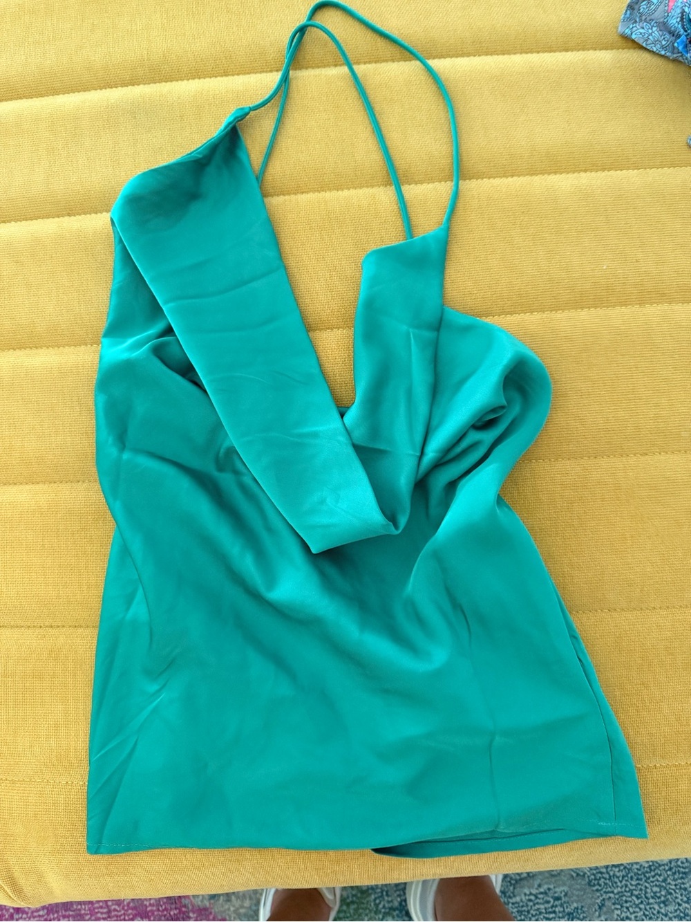 Stoned Immaculate Green Satin Halter Cami